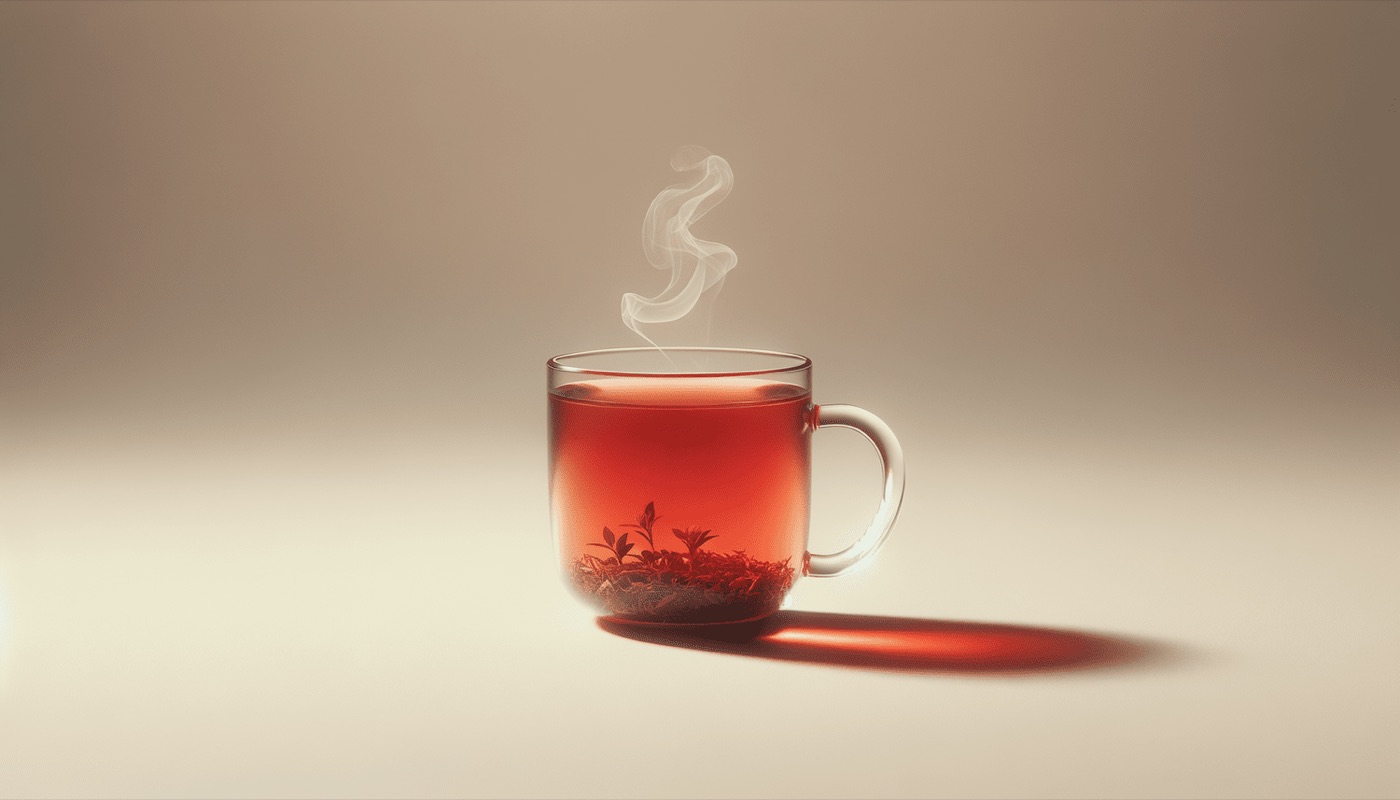 A glass mug of steaming tea